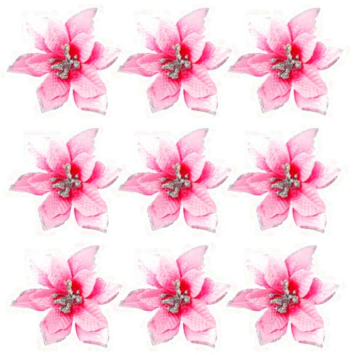 TOYANDONA 36 Pieces Christmas Tree Flowers Artificial Glitter Poinsettia Christmas Tree Ornaments (Pink)