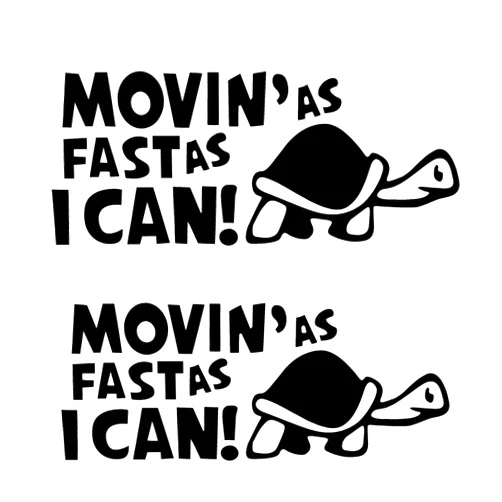 TOMALL 2Pcs 5.9 INCH Moving As Fast As I Can Turtle Stickers for Car Waterproof Funny Self-Adhesive Vinyl Decals for Car Truck SUV Window Bumper Laptop Motorcycle Decoration (Black)