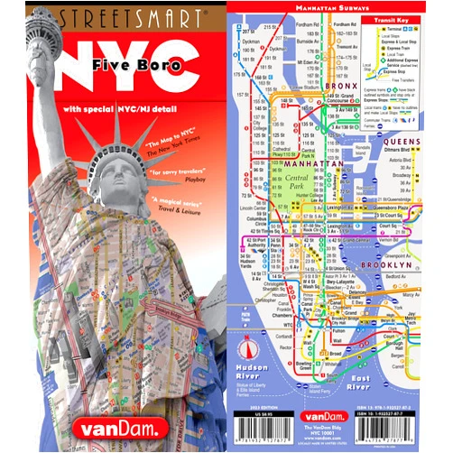 Stephan Van Dam,illustrator,Editor,Stephan Van Dam;Stephan Van Dam StreetSmart NYC Five Boro Map by VanDam-Laminated pocket city street map w/ attractions in Metro NYC & all 5 boros of NY City: Manhattan, Brooklyn, ... ... new Subway Map – Folded Map 2025 Edition
