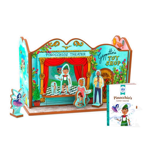 STORYTIME TOYS Pinocchio's Puppet Theater 3D Puzzle - Book and Toy Set - 3 in 1 - Book, Build, and Play