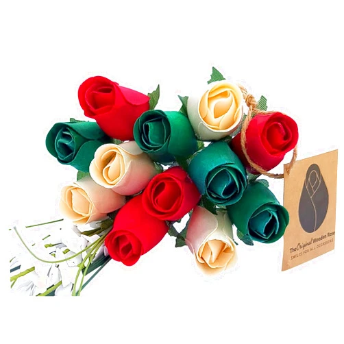 The Original Wooden Rose Christmas Flower Bouquet Closed Bud (1 Dozen)