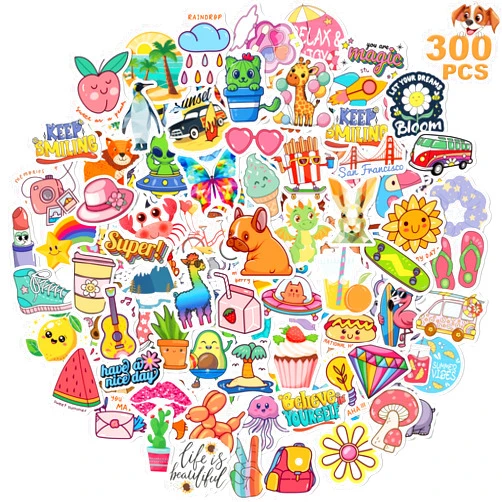Wninbu 300 PCS Cute Stickers for Kids,Water Bottle Sticker Pack for Teens Girls Boys,Kawaii Waterproof Vinyl Stickers for Water Bottles,Skateboard,Laptop Students Classroom Decor Prizes (Cute 300 pcs)