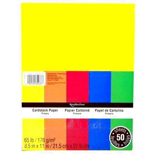 Recollections Cardstock Paper, 8 1/2 X 11 Primary Colors - 50 Sheets