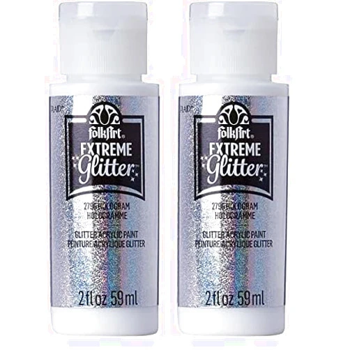 FolkArt Extreme Glitter Acrylic Paint in Assorted Colors (2 oz), 2796, Hologram (XGLT-2796) (Pack of 2)