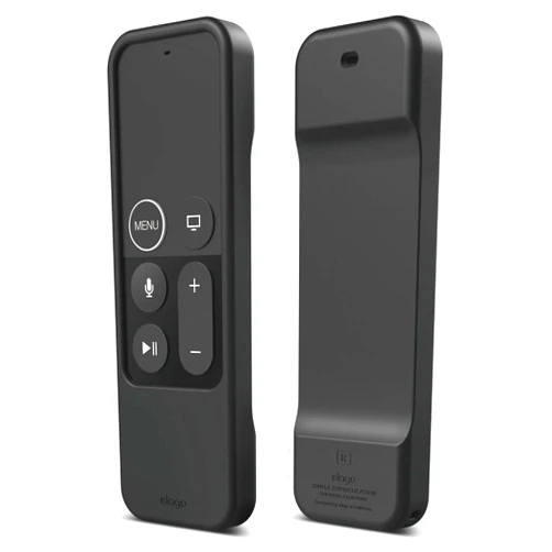 elago R1 Protective Silicone Case Cover Compatible with Apple TV 4K Siri 4th and 5th Generation Siri Remote Control - [Magnet Technology] [Lanyard Included] [Shock Absorption] - Black