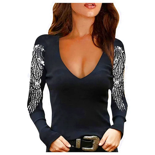 SNKSDGM Cold Shoulder Tops for Women Strappy Scoop Neck Mesh Sheer Long Sleeve Tunic Pullover Rhinestone Sequin Tshirt Blouse Baodan-a278-black X-Large