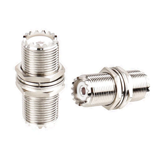 XRDS -RF 2pcs PL-259 Bulkhead Connector 50Ω Impendence UHF Female to UHF Female Adapter SO239 Nut Bulkhead Panel Mount CB Radio Adapter