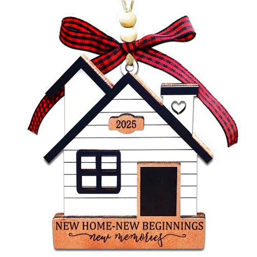 JUNQIU US New Home Ornament 2025- Housewarming Gifts New Home, New House New Beginning, House Warming Gift for Women, Couple, homeowners, New Home Gift Ideas - First Home Christmas Ornament 2025