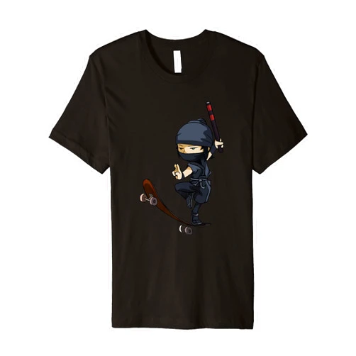 Funny Ninja Gift for Ninja Lovers & Skateboard Fan Funny Ninja on Skateboard Gift for Ninja & Skateboard Lovers Premium T-Shirt