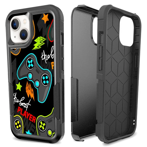 Candykisscase for iPhone 12, iPhone 12 Pro, Gaming Controller Video Game Player Pattern Shock-Absorption Hard PC + Inner Silicone Hybrid Dual Layer Armor Defender Case for iPhone 12/12 Pro