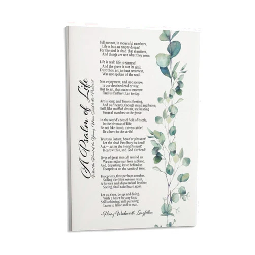 Generic Poetry Art Poster A Psalm of Life Poem Henry Wadsworth Longfellow Poetry Wall Art Decorative Poster Painting Posters Are Used For Room Aesthetic Decoration And Living Room Aesthetic Decoration12x18inc