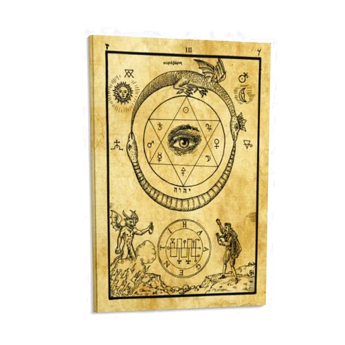 FABFASHIONZ Alchemical Ouroboros, Alchemical Print, Gothic, Ancient Art, Occult, Medieval Posters, MagicLiving Room Bedroom Room Decor Poster Wall Art Print Dining Room Home Decor Painting Office Poster08x12inch(