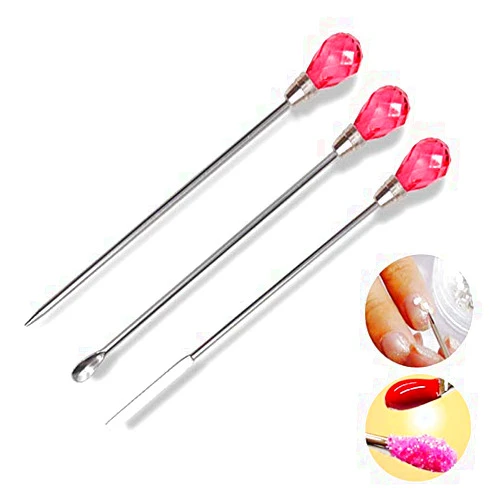 MWOOT 3 Pieces Nail Art Stirring Rod, DIY Tools Spoon Spatula Needle Stick, Gel Picker tool for Powder Liquid Glue Rhinestone Acrylic UV Gel Mixing Manicure Accessories