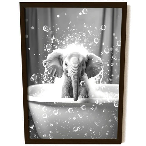 EXCOOL CLUB Elephant Wall Art for Bedroom - 12x16 Elephant Pictures Wall Decor, Funny Elephant Bathroom Decor, Baby Elephant Bathtub Art Prints, Funny Animal Poster for Home Restroom (UNFRAMED)