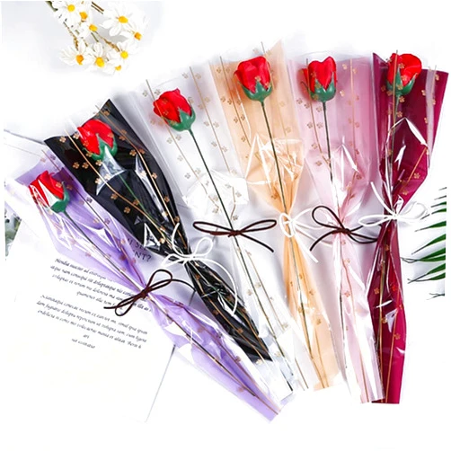 OUKEYI 150 Counts /6 Colors Flower Wrapping Paper Single Rose Packaging Bag,Florist Bouquet Supplies,Waterproof Floral Wrapping Paper 17.7 * 5 * 1.8Inch