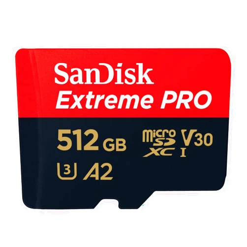 SanDisk Extreme PRO microSDXC UHS-I Memory Card 512 GB + Adapter & RescuePRO Deluxe (for Smartphones, Action Cameras or Drones, A2, Class 10, V30, U3, 200 MB/s Transfer)