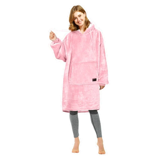 Catalonia Women’s Sherpa Hoodie Sweatshirt Dress, Casual Snuggle Wearable Blanket Pullover Sweater with Kangaroo Pocket, Gift for Her Pink