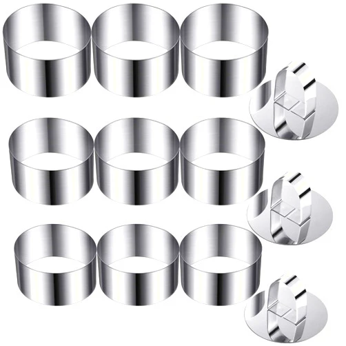Patelai 12 Pieces Round Cake Mold Ring Stainless Steel Cake Mousse Mold Including Pushers 3.15 Inches Diameter