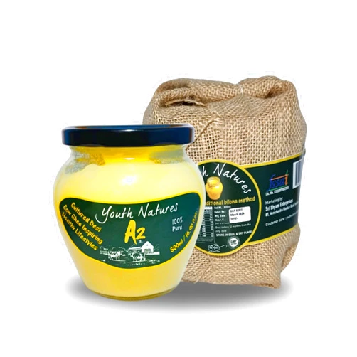 YOUTH NATURES - Pure Bilona A2 Cow Ghee - 500ml | Grass-Fed, Keto, Lactose and Casein Free, Pasture Raised | Handmade Pure Cow Ghee Unsalted