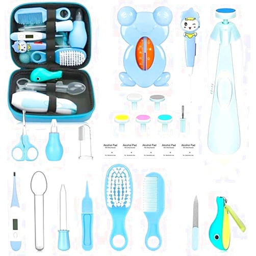 UHFi Baby Healthcare and Grooming Kit, Portable Baby Safety Care Set, Baby Essentials kit for Newborn (Blue 26 in 1)