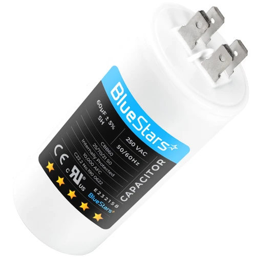BlueStars 60 uf/MFD/Microfarad 250 VAC Volts CBB60 50Hz/60Hz Run Capacitor with Screw - Exact Fit for Start-up of AC Motors Run Electric Motors Water Pumps - Lifetime Up to 30.000 Hours