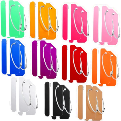 Weewooday 22 Pieces Metal Luggage Tags with Name ID Cards Aluminum Suitcase Labels Card Holders with Stainless Steel Loops Colorful Travel Bag Tags