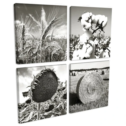 DJSYLIFE Countryside Canvas Wall Art Vintage Farmhouse Pictures Wall Decor Fall Farm Harvest Canvas Paintings Rural Field Artwork Framed 12