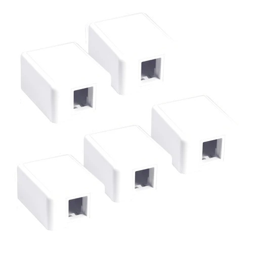 VCELINK Keystone Jack Surface Mount Box 1-Port for UTP Cat6/Cat5e/Cat5 RJ45 Keystone Jacks, 5-Pack, White