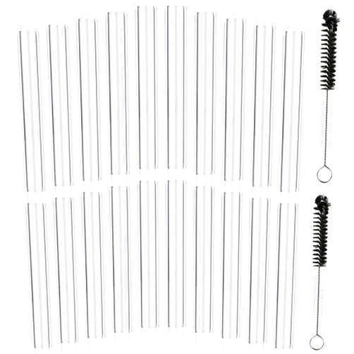 Akamino 20 Pieces 4 Inches Long Clear Glass Tubes for Art DIY, 12mm OD 8mm ID 2mm Thick Wall Glass Borosilicate Blowing Tubing with 2 Cleaning Brush