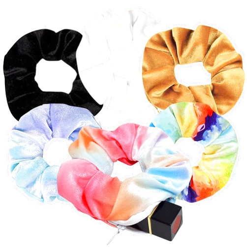 Fifwumang Velvet Pocket Scrunchie with Hidden Zipper - 6Pack Stash Scrunchy Hair Ties for Vsco Girls Women Hair Accessories (6PACK-B)