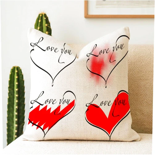 Mearklwd Decorative Throw Pillows Cover 18x18 Inch Linen Square Pillow Case Red Abstract Love Wave Elegant You Hearts Holidays Affection Anniversary Beautiful Beauty February Cushion Cover for Couch Sofa