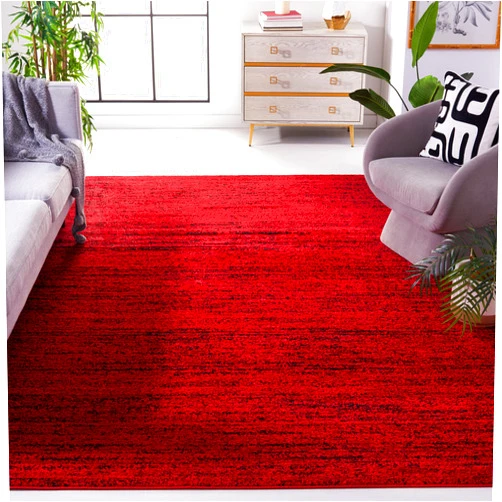 SAFAVIEH Adirondack Collection Area Rug - 8' x 10', Red & Black, Modern Abstract Design, Non-Shedding & Easy Care, Ideal for High Traffic Areas in Living Room, Bedroom (ADR117F)
