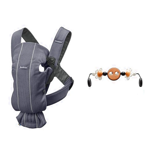 BabyBjörn Baby Carrier Mini, 3D mesh, Anthracite and Toy for Bouncer, Googly Eyes Black & White