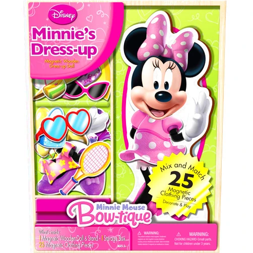 Bendon Disney Minnie Mouse Wooden Magnetic Playset, 25-Piece