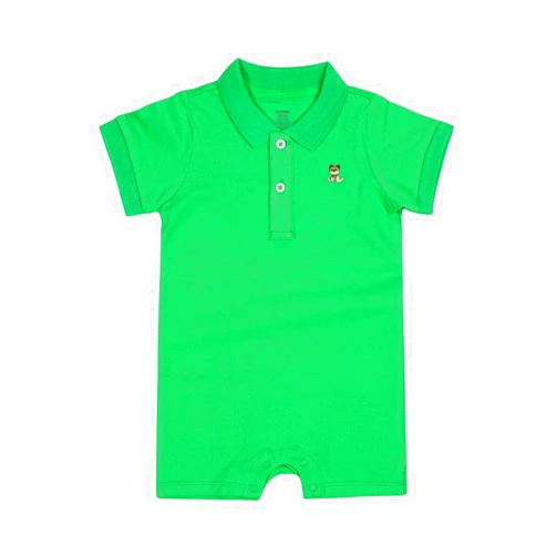 SUYEORLI Baby Polo Romper Cotton Short Sleeve Embroidery Bear Jumpsuit 3-24 Months