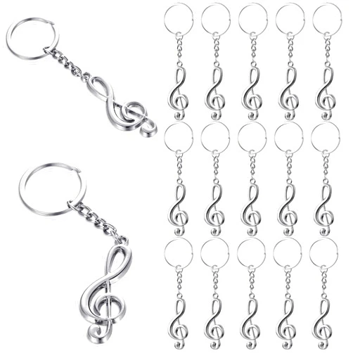 WILLBOND 24 Pcs Musical Note Key Chain Metal Keychain Small Music Teacher Pendant Sign Back to School Gift for First Day of School Christmas Gifts Women