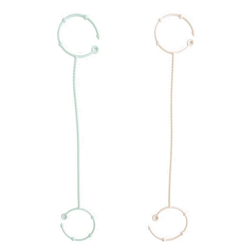 mushie Adjustable Silicone Toy Straps 2-Pack | Baby Accessories Holder for Travel, Stroller, High Chair (Cambridge Blue/Shifting Sand)
