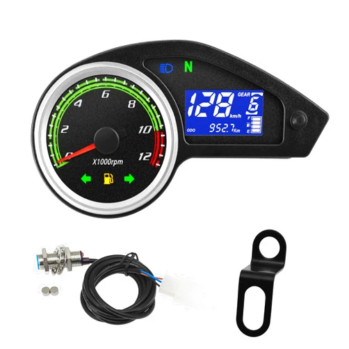 MAIMEIMI Universal Motorcycle Speedometer Gauge Digital Speedometer for Motorcycle LCD Gauge Cluster MPH Dashboard Speedo Meter with Tach, Odo, Oil Level, Gear