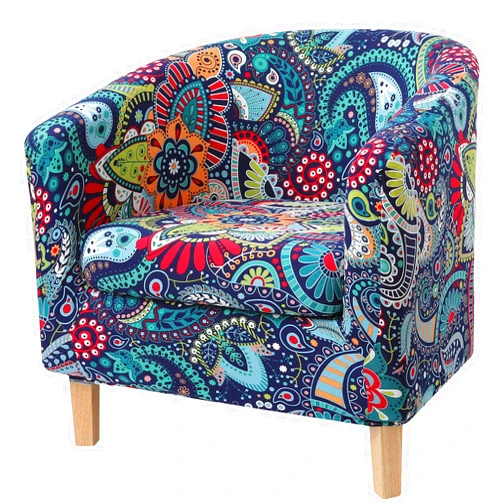 hyha 2 Pieces Printed Tub Chair Slipover with Cushion Cover, Removable Stretch Club Chair Cover for IKEA Tullsta, Armchair Cover Furniture Protector for Living Room,Blue Green