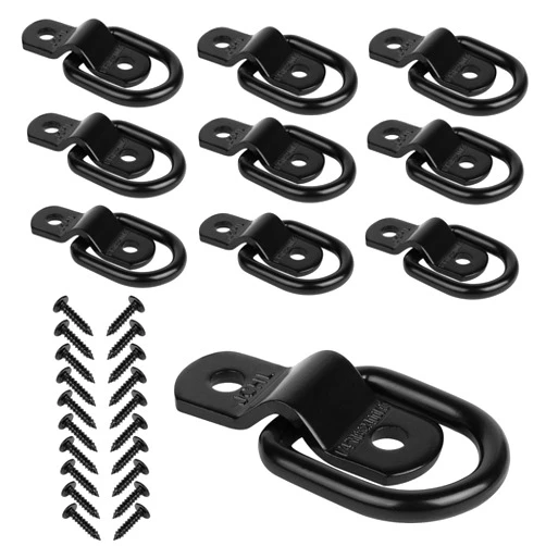 JCHL D Rings Tie Down Anchors Hooks for Trailer Truck Bed Bracket Enclosed Points Pickup Camper Surface Mount D-Ring Heavy Duty 1/4