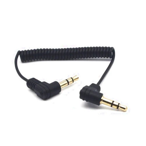 RIIPOO 30cm Mini Coiled 3.5mm Headphone Cable - 2-Pack, 90 Degree 1/8