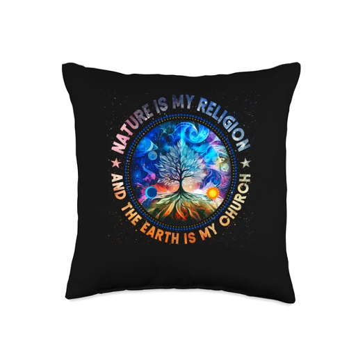 Nature My Religion The Earth My Church Mandala Nature Is My Religion The Earth Is My Church Mandala Tree Throw Pillow