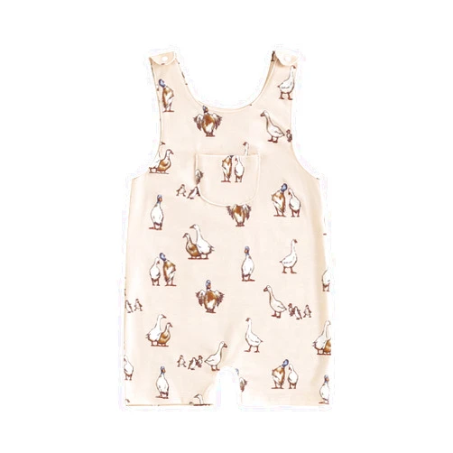 Gueuusu Duck Hunting Baby Boy Girl Clothes Puddle Duck Short Dungaree Romper Sleeveless Mallard Duck Overalls Clothes