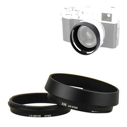 JJC Metal Lens Hood Shade Protector with 49mm Filter Adapter Ring for Fujifilm X100VI X100V X100F X100T X100S X100 X70 Replaces Fujifilm LH-X100 Lens Hood & AR-X100 Filter Adapter Ring/Black