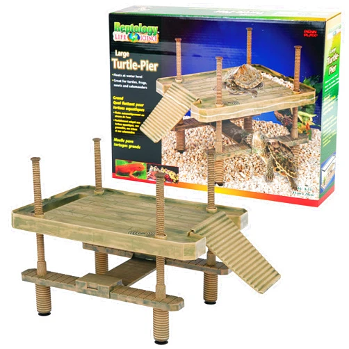 Penn-Plax Reptology Aquatic Turtle Pier and Basking Platform | Floating Above Tank | Decorative, Functional, and Naturally Inspired for Aquariums and Terrariums | Large Size (REP603)