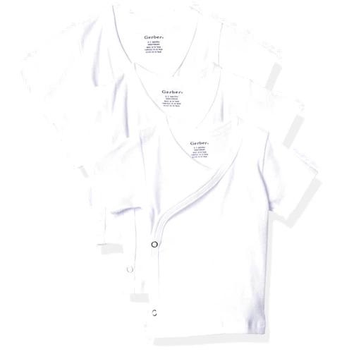 Gerber Baby Girls' 3-Pack Short-Sleeve Side-Snap Shirt