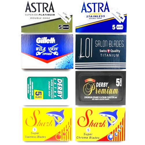 Razor Blades Club - Astra-Derby-Shark-GiIIette Double Edge Razor Blades Sampler (40 blades, 8 different brands)