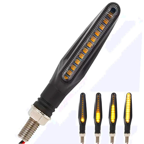 Kardne 4 Pcs Motorcycle LED Turn Signals, Front + Rear Blinkers Indicator Turn Signal Amber Flowing Sequential Universal Lamp, 12V Motorcycle Turn Signal Light