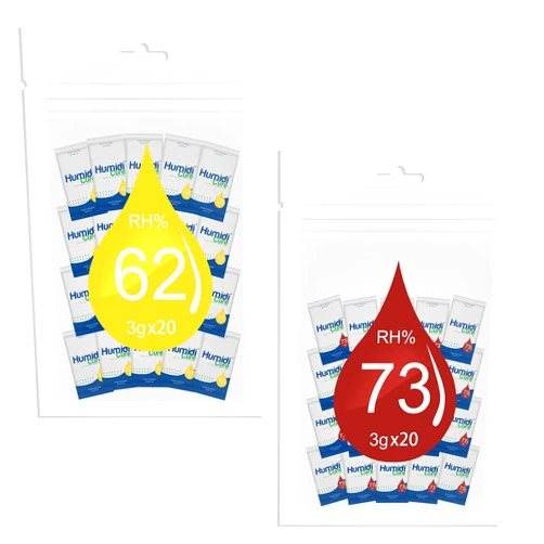 Humidi-Cure 2-Way Humidity Control Packets,RH62%,73% RH,Size 3g