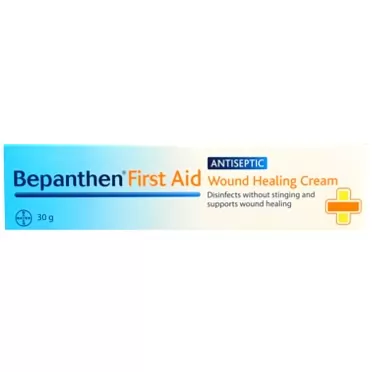 GP Grenzach Produktions GmbH, Germany Bepanthen First Aid Wound Healing Cream ( Packing 1 ounces) Dexpanthenol 5% and Chlorhexidine diHCl 0.5% Works gently to avoid infection and has been formulated to moisturize the skin at the same time
